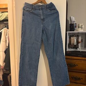 High waisted straight denim jeans